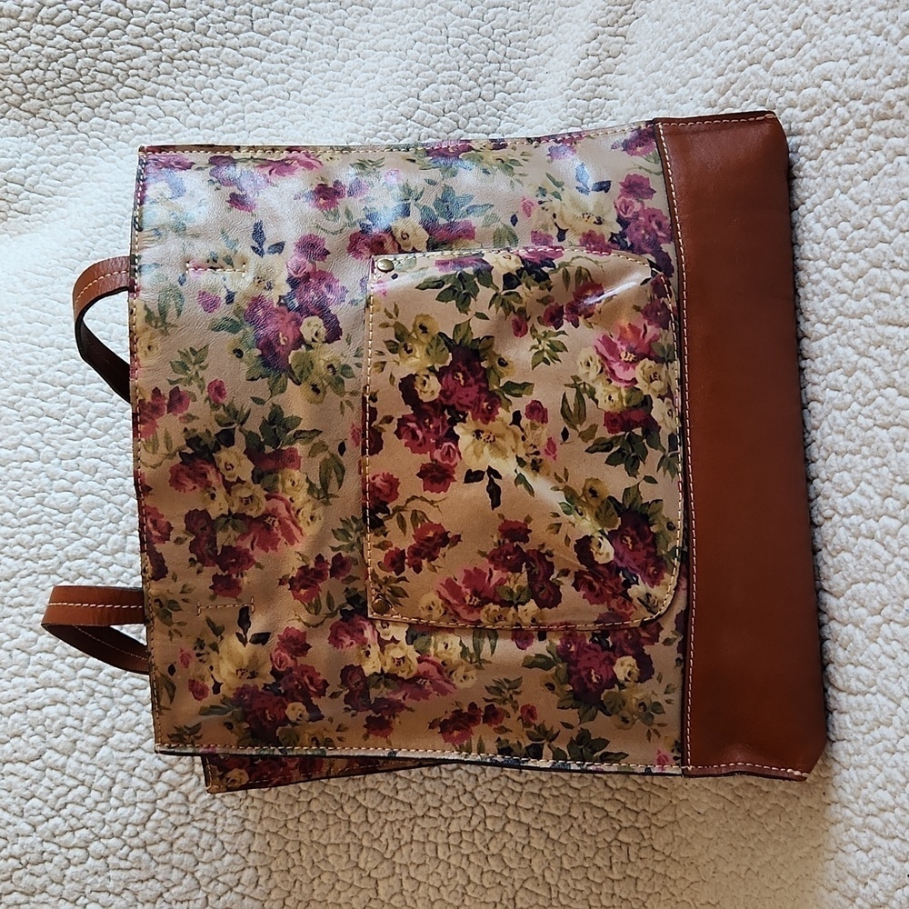 Patricia Nash Rosette Floral Italian Leather Velour Lined Shoulder Tote Bag - Picture 3 of 12